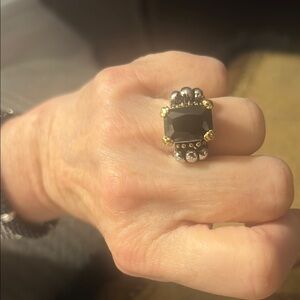 Intricate Black and Gold Filigree Ring